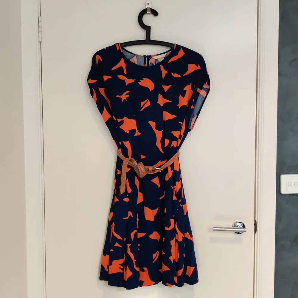 H&M 'Gorman style' royal blue & orange abstract dress. Approx size AU12 - Picture 1 of 5